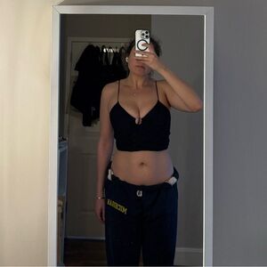 Abercrombie Black crop top with hoop detailing